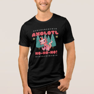 Funny Frory Weihnachten Axolotl Ho-Ho-Ho! Tri-Blend Shirt