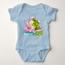 Funny Frosch auf einem Lotus Baby Strampler