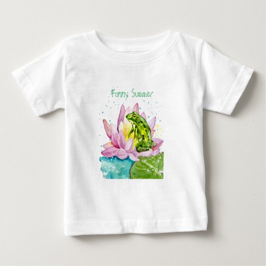 Funny Frosch auf einem Lotus Baby T-shirt (Vorderseite)