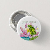 Funny Frosch auf einem Lotus Button (Vorne & Hinten)
