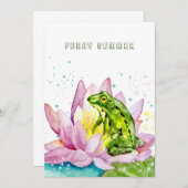 Funny Frosch auf einem Lotus Einladung (Vorne/Hinten)