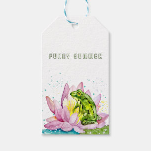 Funny Frosch auf einem Lotus Geschenkanhänger