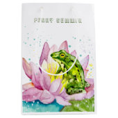 Funny Frosch auf einem Lotus Mittlere Geschenktüte (Vorderseite)