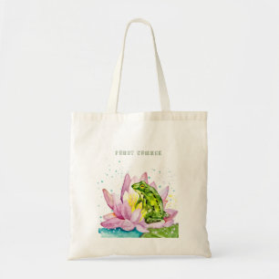 Funny Frosch auf einem Lotus Tragetasche