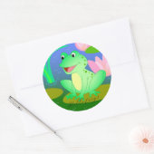 Funny Frosch, Cartoon-Illustration Runder Aufkleber (Umschlag)