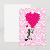 Funny Frosch Cartoon & rosa Herz auf Damast (Vorne/Hinten)