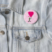 Funny Frosch Cartoon & rosa Herz auf Damast Button (Beispiel)