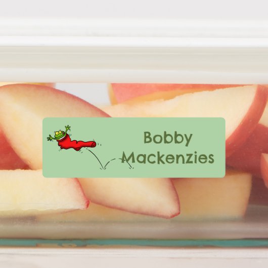 Funny Frosch in einem roten Socken Cartoon persona Etiketten (Befestigt)