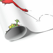 Funny Frosch in rotem Strumpf Weihnachten Cartoon Geschenkpapier (Rolleneckpunkt)