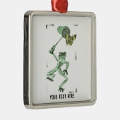 Funny Frosch jagen einem Schmetterling hinterher Ornament Aus Metall (Rechts)