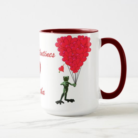 Funny Frosch & Liebe Herzchen Valentines Tasse (Rechts)