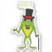 Funny Frosch mit Top-Hut-Cartoon Aufkleber (Vorderseite)