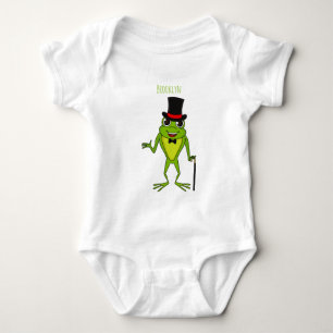 Funny Frosch mit Top-Hut-Cartoon Baby Strampler