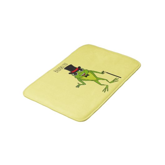 Funny Frosch mit Top-Hut-Cartoon Badematte (Schrägansicht)