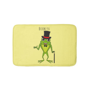Funny Frosch mit Top-Hut-Cartoon Badematte