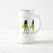 Funny Frosch mit Top-Hut-Cartoon Bierglas (VorderseiteRechts)