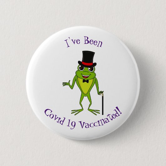 Funny Frosch mit Top-Hut-Cartoon Button (Vorderseite)