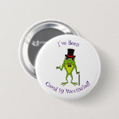 Funny Frosch mit Top-Hut-Cartoon Button (Vorne & Hinten)