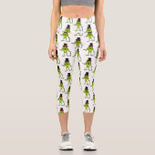 Funny Frosch mit Top-Hut-Cartoon Capri Leggings (Vorderseite)