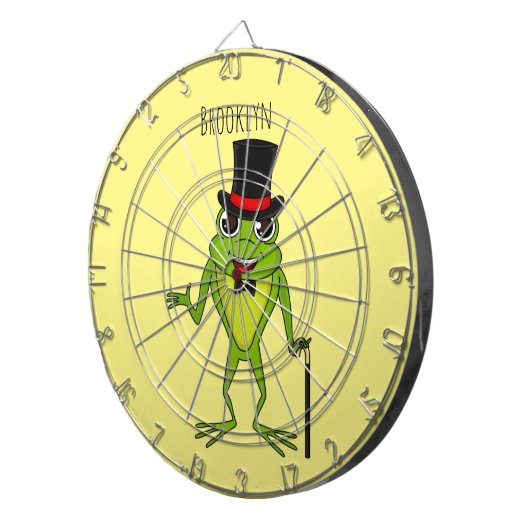 Funny Frosch mit Top-Hut-Cartoon Dartscheibe (Vorderseite rechts)