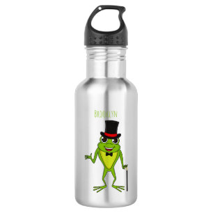 Funny Frosch mit Top-Hut-Cartoon Edelstahlflasche
