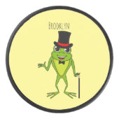 Funny Frosch mit Top-Hut-Cartoon Eishockey Puck (Vorderseite)