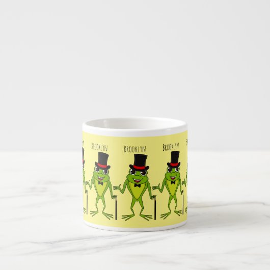 Funny Frosch mit Top-Hut-Cartoon Espressotasse (Vorderseite)
