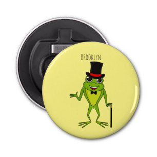 Funny Frosch mit Top-Hut-Cartoon Flaschenöffner