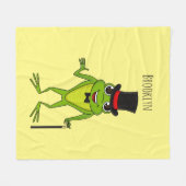 Funny Frosch mit Top-Hut-Cartoon Fleecedecke (Vorderseite (Horizontal))