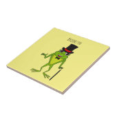 Funny Frosch mit Top-Hut-Cartoon Fliese (Seite)
