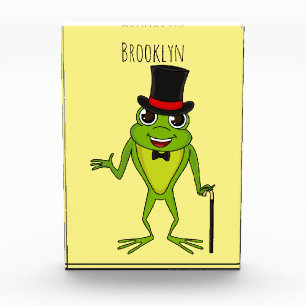 Funny Frosch mit Top-Hut-Cartoon Fotoblock