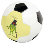 Funny Frosch mit Top-Hut-Cartoon Fußball (Dreiviertel)