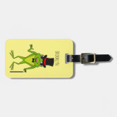 Funny Frosch mit Top-Hut-Cartoon Gepäckanhänger (Vorderseite horizontal)