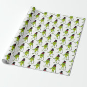 Funny Frosch mit Top-Hut-Cartoon Geschenkpapier (Ungerollt)