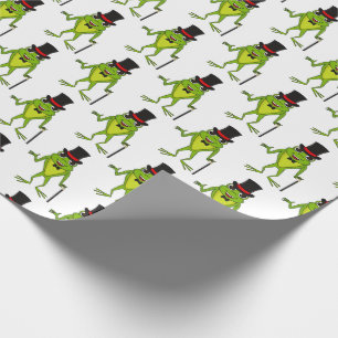 Funny Frosch mit Top-Hut-Cartoon Geschenkpapier