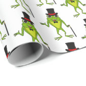 Funny Frosch mit Top-Hut-Cartoon Geschenkpapier (Rolleneckpunkt)