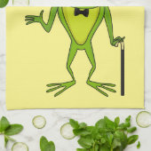 Funny Frosch mit Top-Hut-Cartoon Geschirrtuch (Gefaltet)