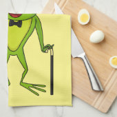 Funny Frosch mit Top-Hut-Cartoon Geschirrtuch (Viertel Falte)