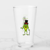 Funny Frosch mit Top-Hut-Cartoon Glas (Vorderseite)