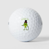 Funny Frosch mit Top-Hut-Cartoon Golfball (Vorderseite)