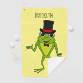 Funny Frosch mit Top-Hut-Cartoon Golfhandtuch (Insitu)