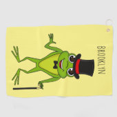 Funny Frosch mit Top-Hut-Cartoon Golfhandtuch (Horizontal)