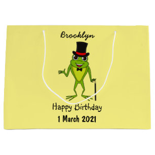 Funny Frosch mit Top-Hut-Cartoon Große Geschenktüte