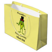 Funny Frosch mit Top-Hut-Cartoon Große Geschenktüte (Rückseite Schrägansicht)