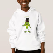 Funny Frosch mit Top-Hut-Cartoon Hoodie (Vorderseite)