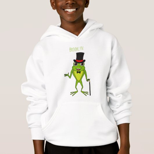 Funny Frosch mit Top-Hut-Cartoon Hoodie (Vorderseite)