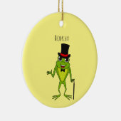 Funny Frosch mit Top-Hut-Cartoon Keramik Ornament (Rechts)