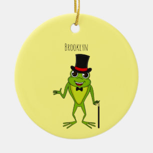 Funny Frosch mit Top-Hut-Cartoon Keramik Ornament