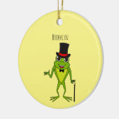 Funny Frosch mit Top-Hut-Cartoon Keramik Ornament (Links)