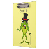 Funny Frosch mit Top-Hut-Cartoon Klemmbrett (Links)